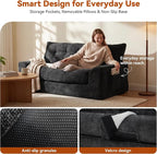 MONVANE 55.5" Convertible Loveseat Sofa, 2-in-1 Boneless Sleeper Sofa Bed Futon - Image 6