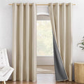 NICETOWN Cream 100% Blackout Linen Curtains 84 inch Long Burg by NICETOWN