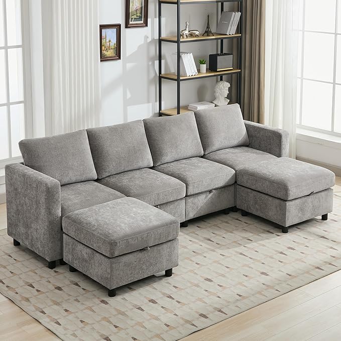 WUTUTUEE 107”Modular Sectional Sofa Convertible U Shaped Sofa Couch Set by WUTUTUEE