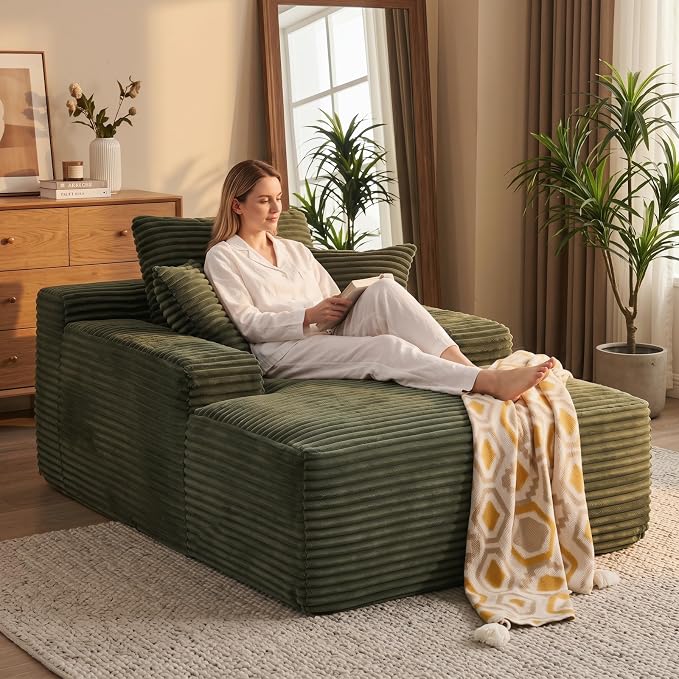Oversized Boneless Chaise Sofa Bed, Corduroy Chaise Lounge Chair Indoor - Image 10