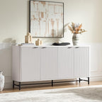 Fatmok 65" Buffet Cabinet with Storage, Fluted Credenza Sideboard with 4 Doors - Image 3