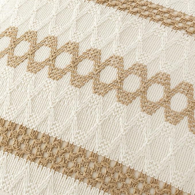 MIULEE Set of 2 Neutral Boho Decorative Pillow Covers 18x18 Inch | Farmhouse - Image 4