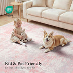 Rugflix 8x10 Area Rugs for Bedroom, Washable Pink Large Rug | Machine Washable; - Image 6