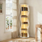 VECELO 6-Tier Compact Wave Corner Bookcase by VECELO