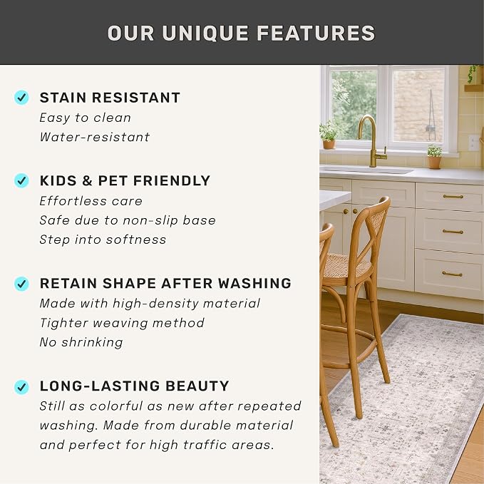 Washable Boho 4x6 Living Room Rug - Image 7
