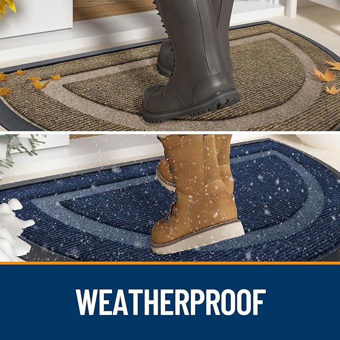 OLANLY Half Circle Front Door Mat Outside 59x23 All-Season Rubber Doormat | - Image 3