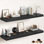 Black Floating Shelves 55Inch Long, 12 Inch Deep Floating Shelves by FunMemories