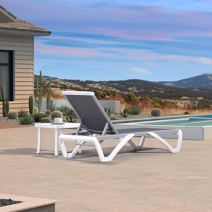PURPLE LEAF Patio Chaise Lounge Chair Set Outside Aluminum Plastic Stackable - Image 4