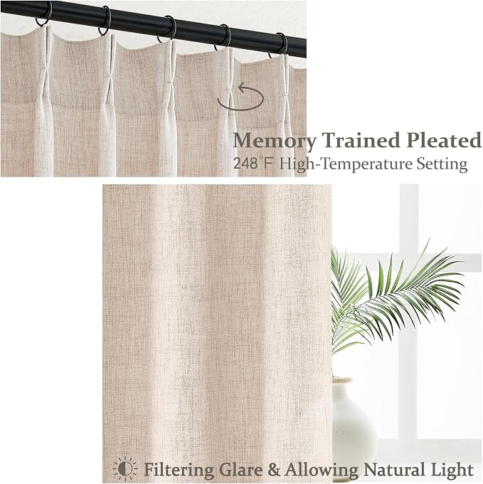 PleatedDrapes Custom Curtains for Living Room 2 Pages, Linen Curtains 102 - Image 3
