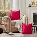 GIGIZAZA Red Velvet Pillow Covers 16x16 Decorative Pillows Pack of 2 | Throw - Image 3
