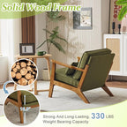 VINGLI Solid Wood Wide Armrests Accent Chair, Upholstered Mid Century Modern - Image 4