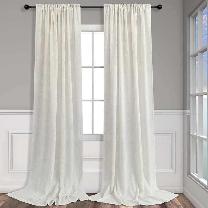 Pitalk Back Tab Linen Curtains 95 Inches Long 2 Panels Set - Image 9