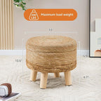 Cpintltr Storage Ottoman Poufs Handwoven Footstool Natural Seagrass Round - Image 3