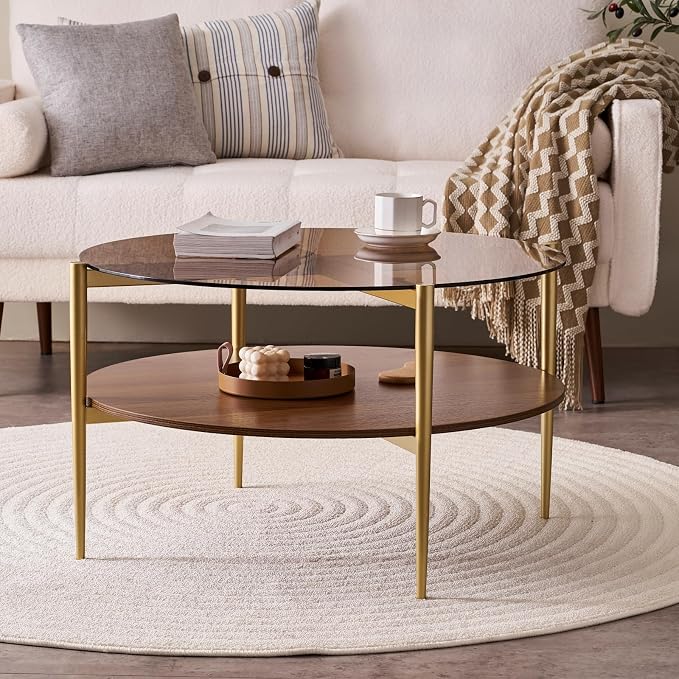 LumFurn Round Coffee Table, Mid-Century Modern Design, D30 x H17, - Image 3
