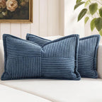 MIULEE Decorative Lumbar Throw Pillow Covers 14x22 Inch Blue 2 Pack | Boho by MIULEE