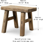 Artissance 11" W Rectangular Natural Wood Vintage Mini Stool - Image 3