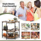 Giantex 3-Tier Bar Table, Corner Bar Cabinet, Liquor Home Bar Unit - Image 8