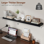 fuqing Black Floating Shelves 48 Inch, Solid Wood Wall Mounted Shelves Set of 2 - Image 3