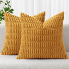 MIULEE Corduroy Decorative Throw Pillow Covers 20x20 Gold Yellow Pack of 2 | by MIULEE