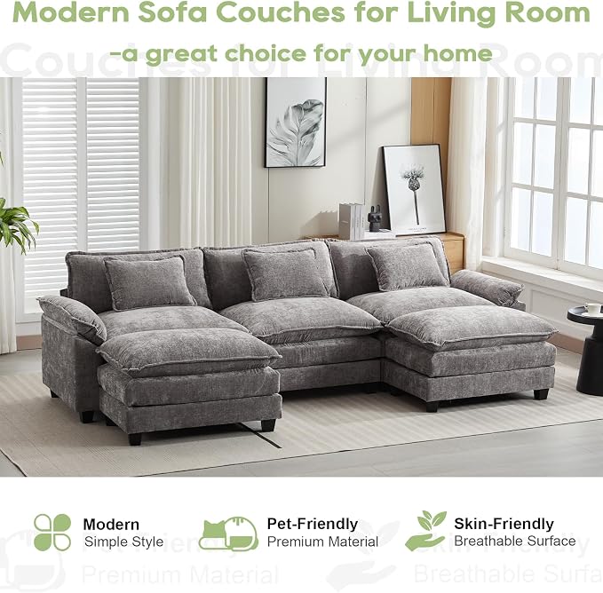 Oprisen 120" Modular Sectional Sofa, Comfy Cloud Couch Sectional Sofa - Image 7