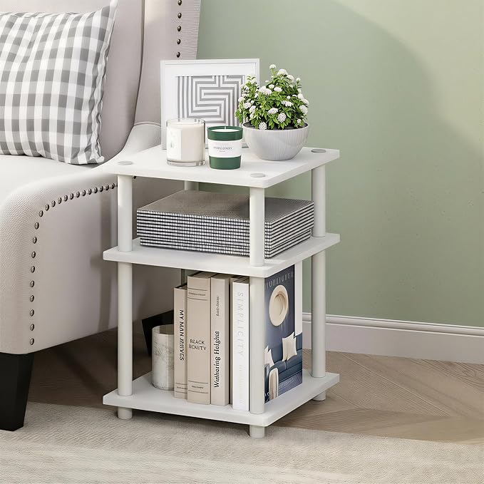 Furinno Turn-N-Tube Side Table, 3-Tier Square Modern End Table, Toolless Open - Image 2
