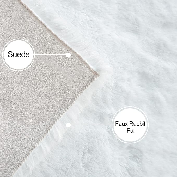 ORINOVA White Fluffy Round Rug 5ft - Image 6
