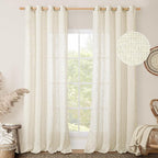 Sheer Linen Curtains for Living Room 95 inch Long 2 Panels, Light Filtering - Image 2