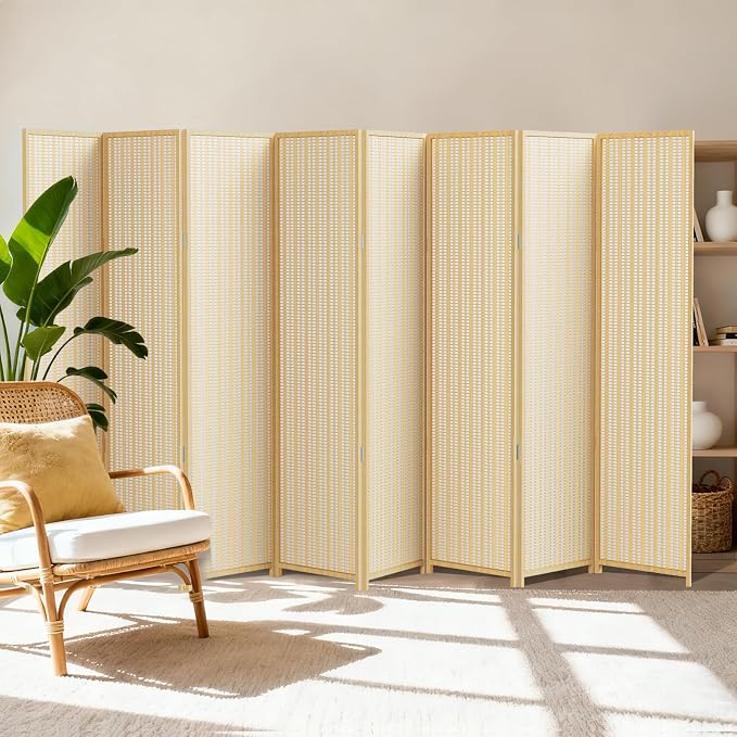 8 Panel Room Divider and Extra Wide Folding Privacy Screen, Bamboo Room Divider - Image 9