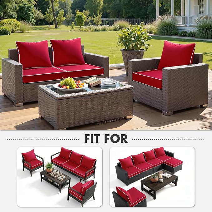 MIULEE Red Outdoor Seat Cushion 24x24 Inch Waterproof & 3 Year Fade Resistant - Image 5