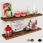 Fun Memories Floating Shelves for Wall, 27.5" Rustic Wood Deep Wall Mounted by FunMemories