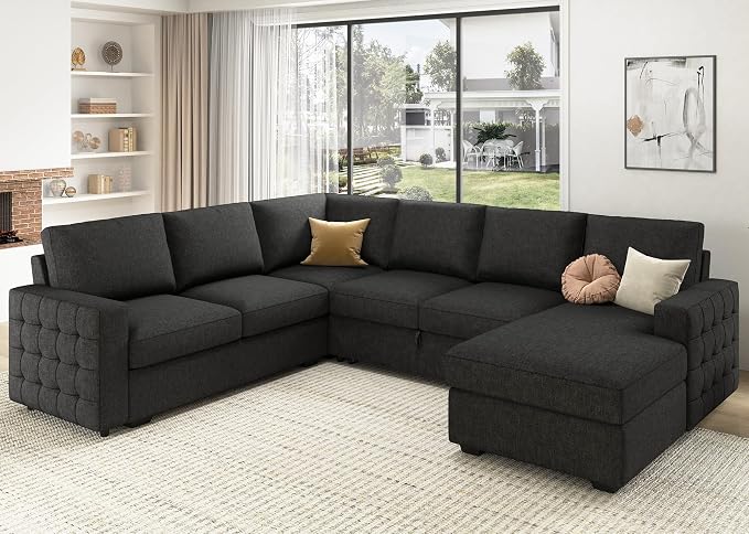 HONBAY Sectional Couch with Pull Out Bed, Sectional Sleeper Sofa with Storage by HONBAY
