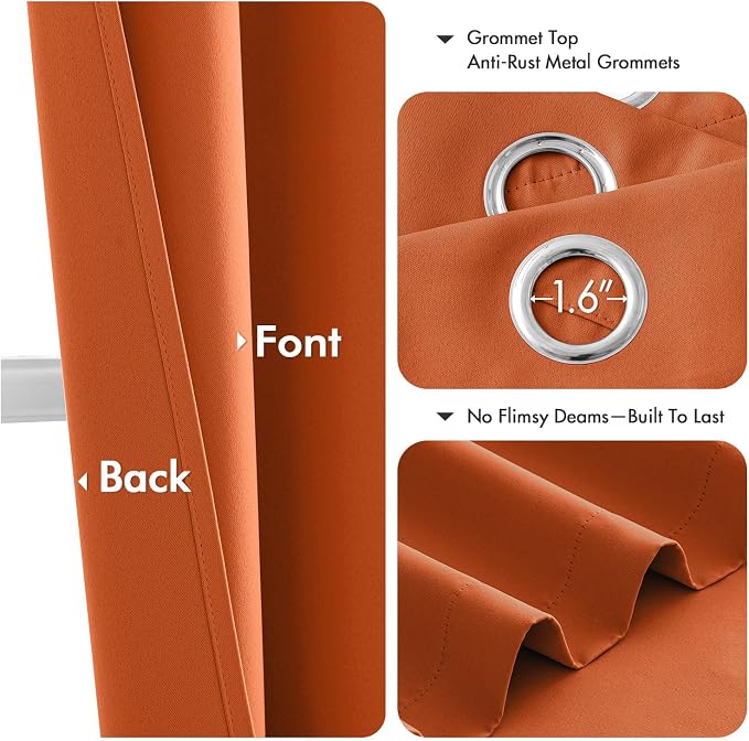 MIULEE Fall Blackout Curtains for Bedroom 2 Panels 40 x 54 Inch Long Orange | - Image 4