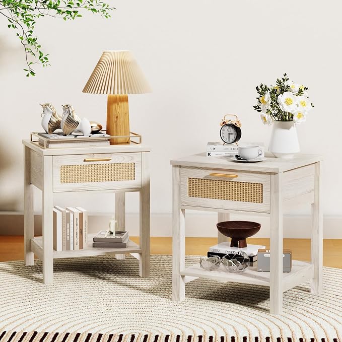 Set of 2 Nightstands, Modern End Table by MILEFA