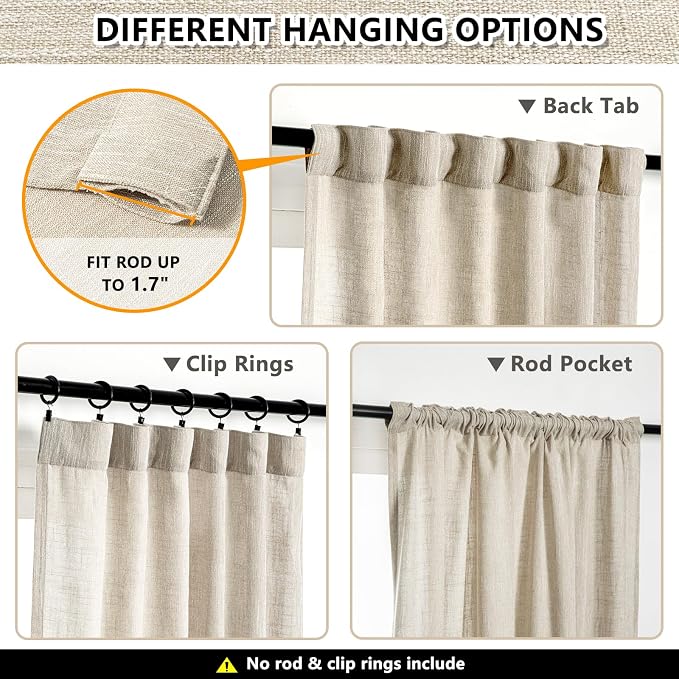 MYSKY HOME Ceiling Curtains for Living Room, Soft Cotton Curtain Polyester - Image 3