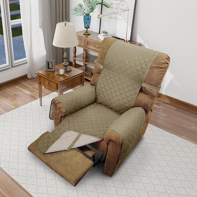Reversible Chair Covers for Recliner Oversized, Camel/Beige | Recliner by LuxshareHome