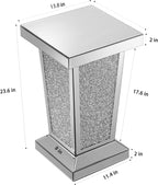 Silver Mirrored End Table with Crystal, Modern Side Accent Table, Square Small - Image 2