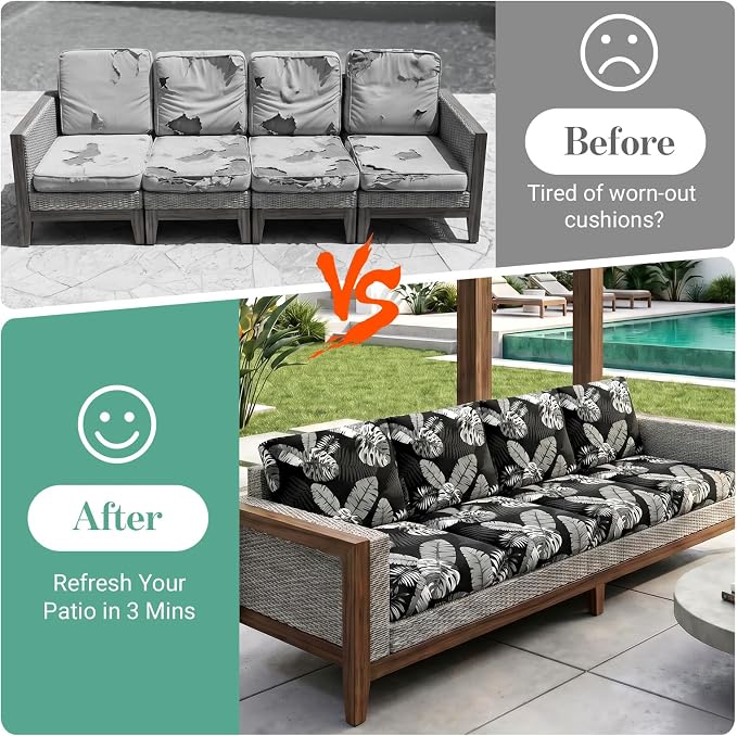 8Pcs Patio Cushion Covers Stretch Outdoor Furniture Protector Slipcovers | - Image 5