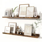 Fun Memories Picture Ledge Shelves Set of 2, 32 Inch Rustic Wall Mounted by FunMemories