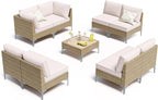 9-Piece Patio Furniture Set, Outdoor Wicker Sectional Sofa - Image 8