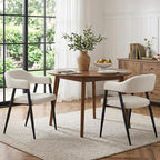 HNY Modern Dining Room Arm Chairs Set of 2, Mid-Century White Faux Sherpa by HNY