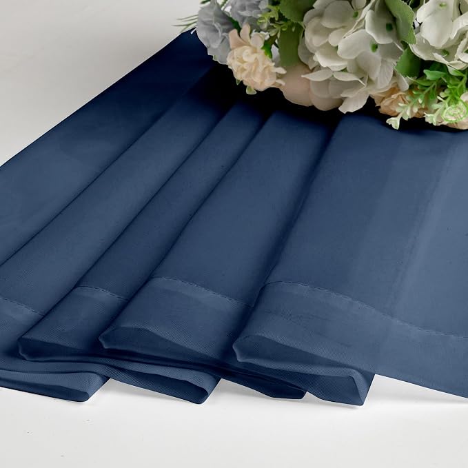 Navy Blue Sheer Valances for Windows 18 Inch Length 2 Pcs, Cafe Kitchen - Image 6