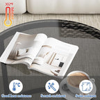 aboxoo Nesting Coffee Table Grey Glass Table Set of 2, Small Round Glass - Image 8