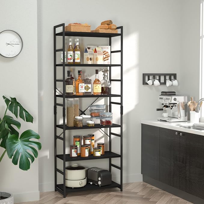 NUMENN 6 Tier Bookshelf, Tall Bookcase Shelf Storage Organizer, Modern Book - Image 2