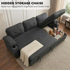 93" L Shaped Sleeper Sofa Bed, Pull Out Sectional Couch - Image 7