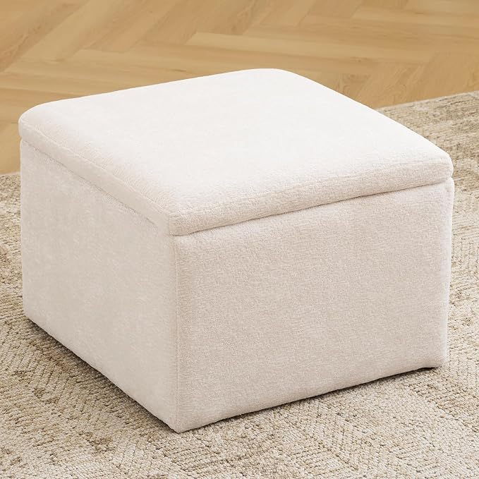Cube Storage Ottoman, Chenille Ottoman Foot Stools, Ottoman Footstool - Image 6