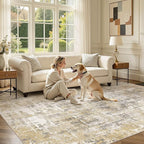 DMOYEST Area Rug Living Room Rugs 8x10 Washable Abstract Carpet | Neutral - Image 6