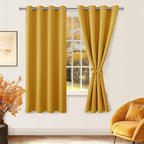 Blackout Curtains for Bedroom, 52 x 63 Inches Length Mustard Yellow | Thermal - Image 8