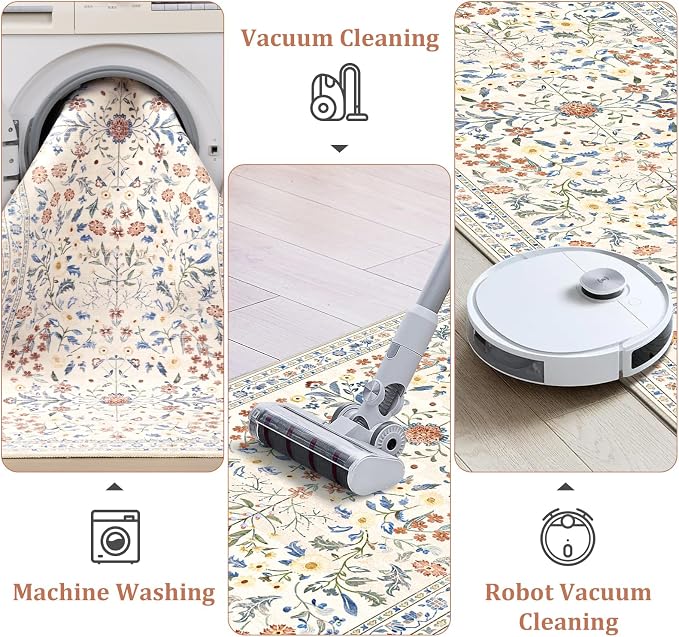 Yamaziot 2x6 Washable Hallway Runner Rug Non Slip Carpet, Colorful Beige | Soft - Image 4