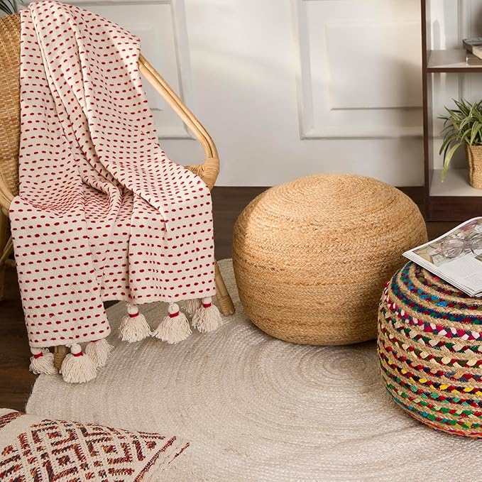 · REDEARTH · Jute Circular Pouf Ottoman - Image 7