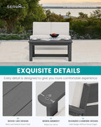 SERWALL HDPE Outdoor Patio Loveseat, All Weather Wood-Like Outdoor Sofa HDPE - Image 2